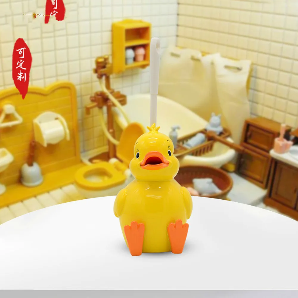 Bathroom creative toilet brush Cartoon duck cleaning tool with base