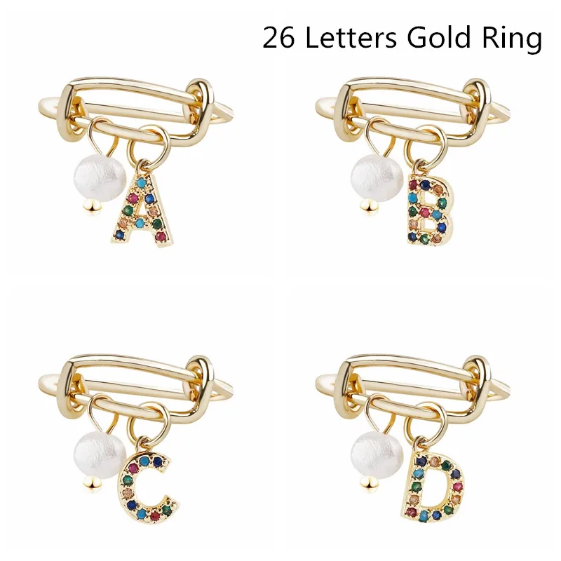 

2019 Custom Initial Letter A-Z Finger Ring Personalized Cubic Zirconia 26 Alphabet Name Rings Women Girl Luxury Jewelry