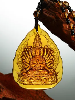 

COOL 2PCS Greco-Buddhist pocket travel efficacious Buddhist Amulet Auspicious Thousands Hands Guanyin Buddha Crystal Pendant