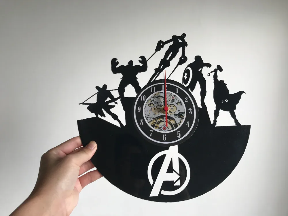 1 шт. супергерой Мститель Капитан Америка виниловые настенные часы Marvel Civil War ручной работы лазерной резки настенные часы