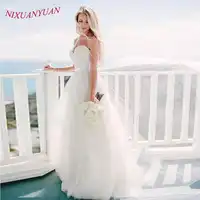 NIXUANYUAN Simple A Line Wedding Dress Cheap Sweetheart Spaghetti Straps Bridal Dresses robe de mariee Tulle Vestidos De Novia