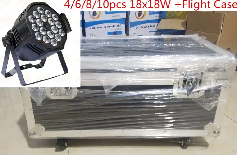 

par led 18x18w RGBWA+UV 6in1 led Par Light DMX Stage Light FlightCase with 4/6/8/10pcs 18x18W LED Par Lights DJ