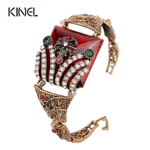 Kinel Винтажные Украшения Красный Большой браслет для женщин Античный Золотой, цветной турецкий браслет из Смолы Бижутерия Новинка