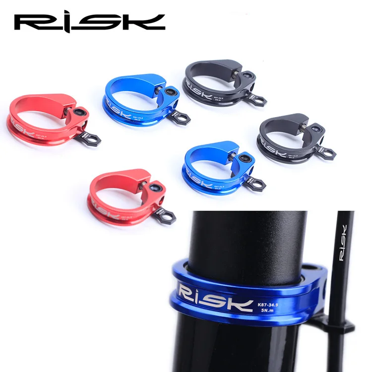 RISK 31.8/34.9mm MTB Bike Seat Post Clamp With Cable Organizer Ultralight Lock Bicycle Seatposts Clamps Road Bike Seatpost Clip