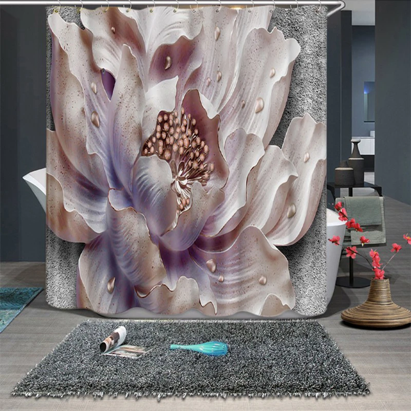 3d الماس فراشة اللوتس زهرة نمط الستار ثخن للماء سميكة حمام دش ستائر الحمام ستارة