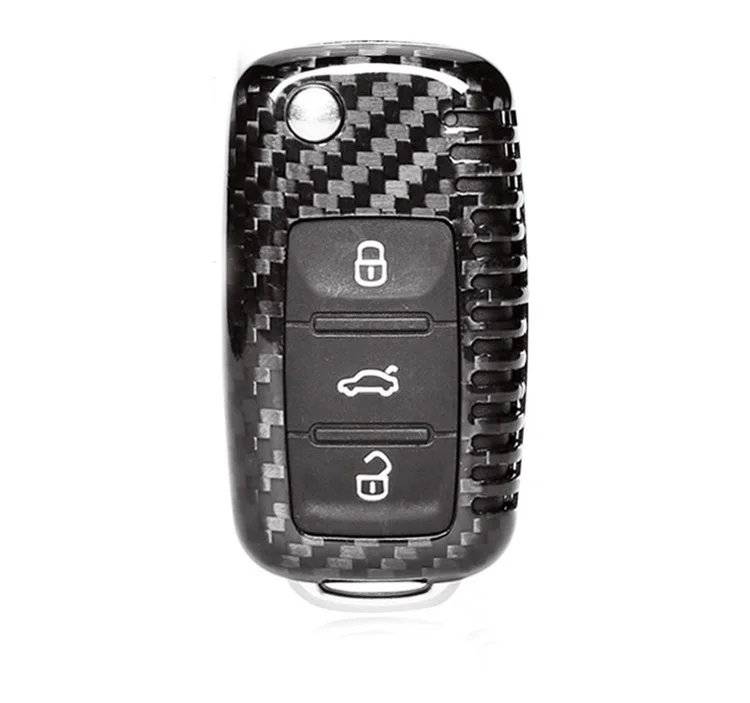 Car Carbon Fiber Smart Key Cover Key Case Key Fob box For Volkswagen VW
