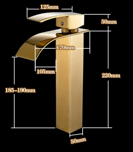Высокий золотой смеситель для ванной комнаты Водопад смеситель Золотой водопад кран золотой кран раковина смеситель
