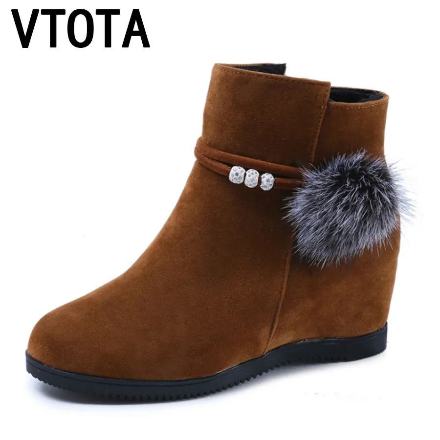 

VTOTA Female Ankle Boots 2018 Red Women Boots Fashion Height Increasing Black Ankle Boots Platform Wedges Shoes Winter Boots J76