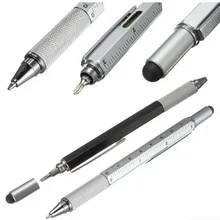 2018 New 6 in 1 multifunction Tool Ballpoint Pen Screwdriver Ruler Spirit Level With A Top And Scale 2017 New Arrival Metal Pen