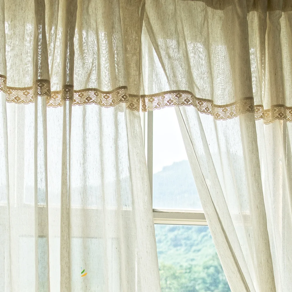 

Natural Linen Sheer Curtains Orginal Hemp Brand Curtains Country style Solid Color Cortinas for Living Room Bedroom Coffee shop