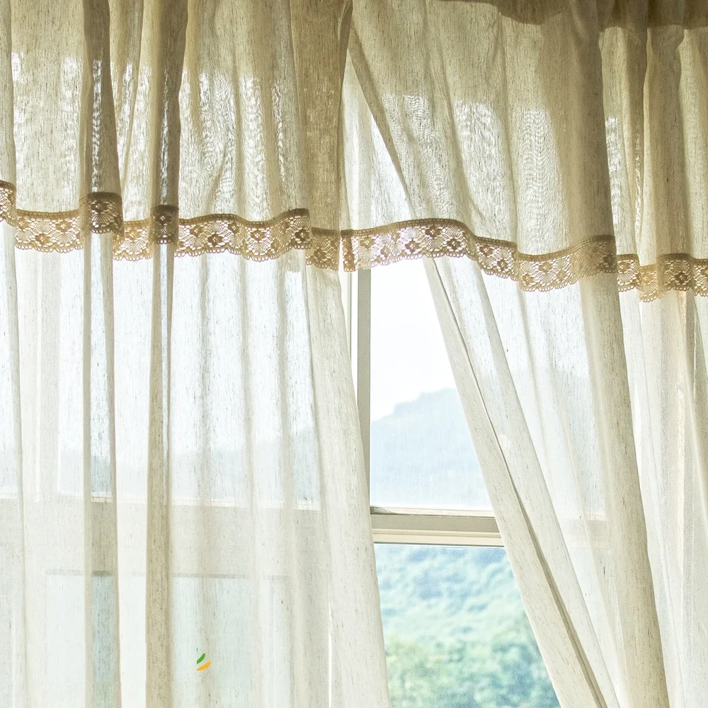 Natural Linen Sheer Curtains Orginal Hemp Brand Curtains Country Style ... image