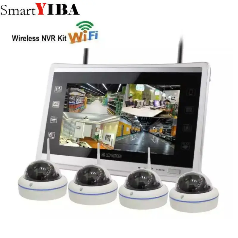 SmartYIBA беспроводной 4CH CCTV системы Wi Fi NVR комплект IP камера Аудио запись Крытый купольная камера с защитой от порчи Wi 960 P