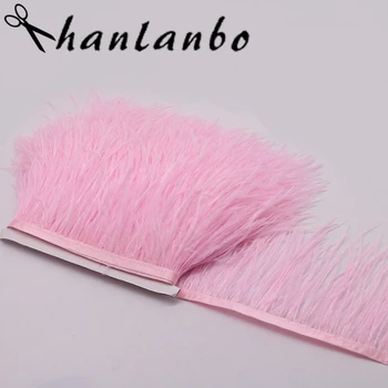 

50meter/lot 10-15cm pink Ostrich Feather Fringe Trim for Handmade Dress Skirt Party Clothing Decoration making
