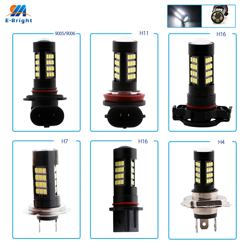 2 шт. противотуманных фар H11 H4 H7 9005 9006 P13W H16 12 V DC 2835 42 SMD светодиодный фонарь для автомобильных фар противотуманная фара белый 840Lm супер яркий