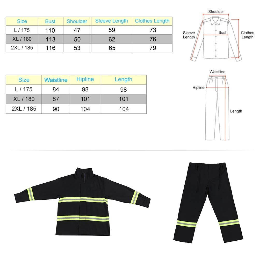 Костюм пожарного огнеупорного водонепроницаемого огнестойкого с отражающим ремешком огнестойкая защитная одежда