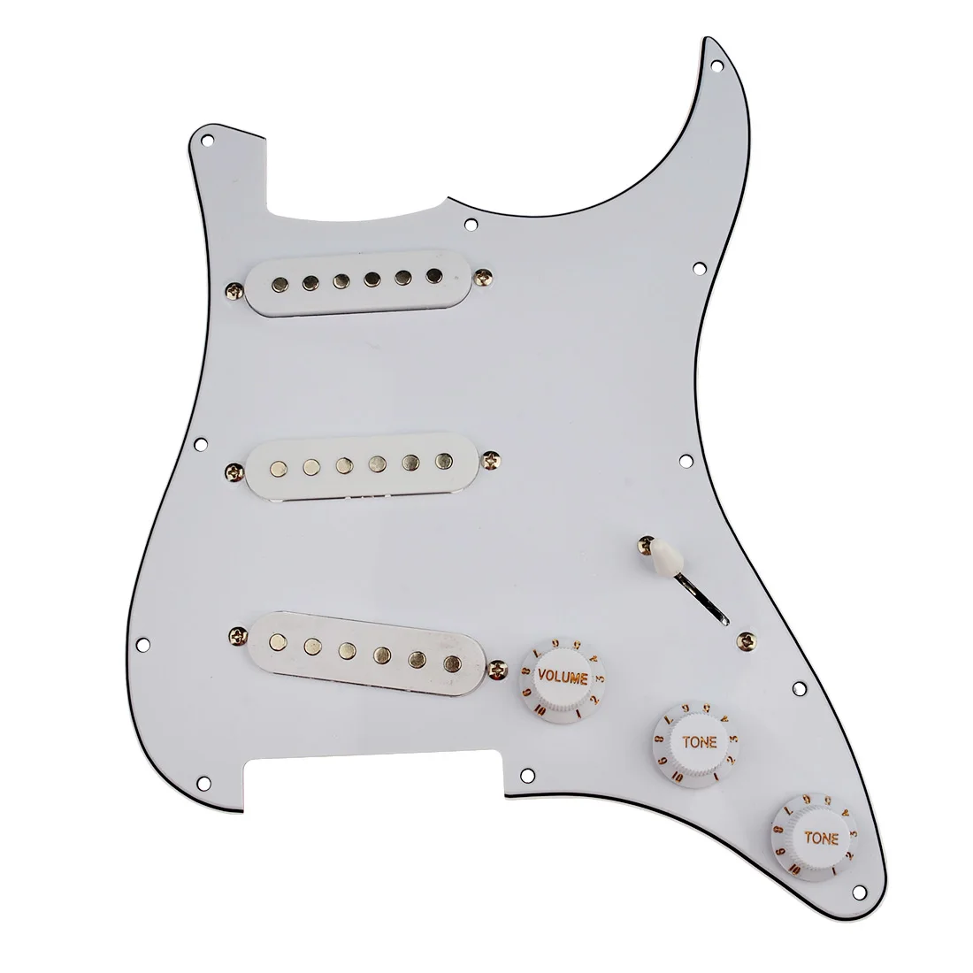 

Guitar 3 Single Coil Loaded Prewired Pickguard Set SSS Plain for Fender Strat Stratocaster Guitar Parts - White