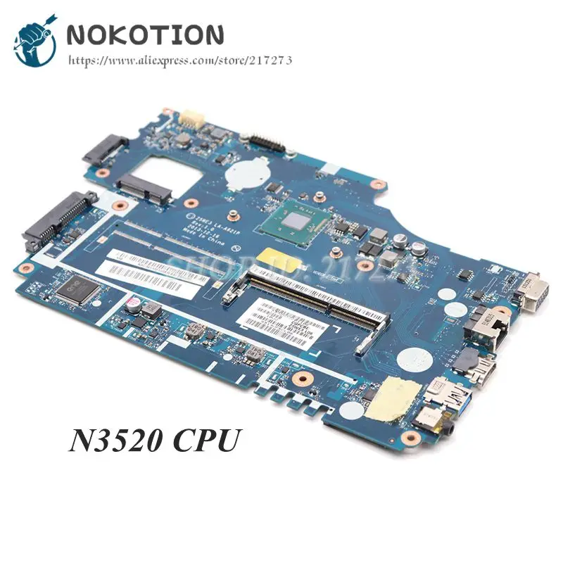 NOKOTION для acer aspire E1-510 E1-510-2500 Материнская плата ноутбука Z5WE3 LA-A621P NBC3911001 NB. C3911.001 N3520 cpu