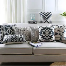 Скандинавском стиле, черное геометрическое декоративное хлопковое белье, чехол для подушки, черная сетка, принт на диване, наволочка, чехол Almofadas Cojines