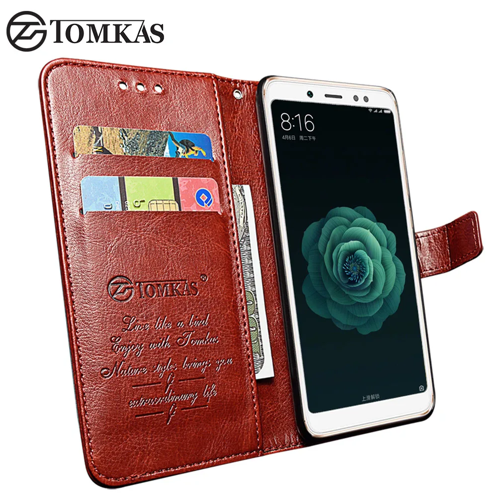Чехол-бумажник TOMKAS для Xiaomi Mi 6X A2 кожаный чехол-книжка с кармашком карт