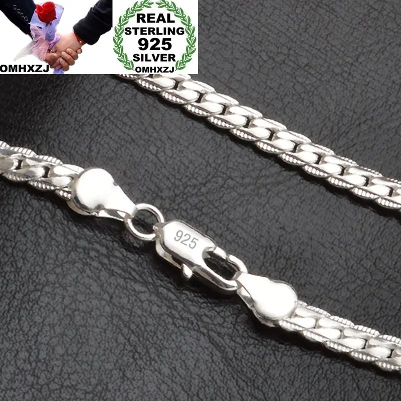 OMHXZJ,, индивидуальная мода, OL, подарок для женщин и девушек, серебро, 5 мм, полная боковая цепь, 925 пробы, серебряная цепочка, ожерелье, NC187