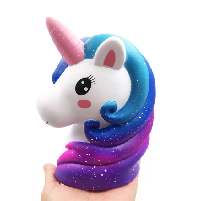 Jumbo Colorful Unicorn Head Squishy Soft Slow Rising Scented Squishy Kids Grownups Stress Relief Squeeze Toys Toy 13*11*7.5 CM 2
