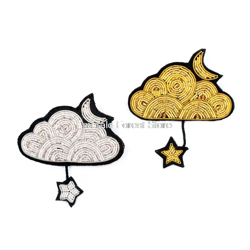 Moonlighting Moon and Stars Embroidered Pin
