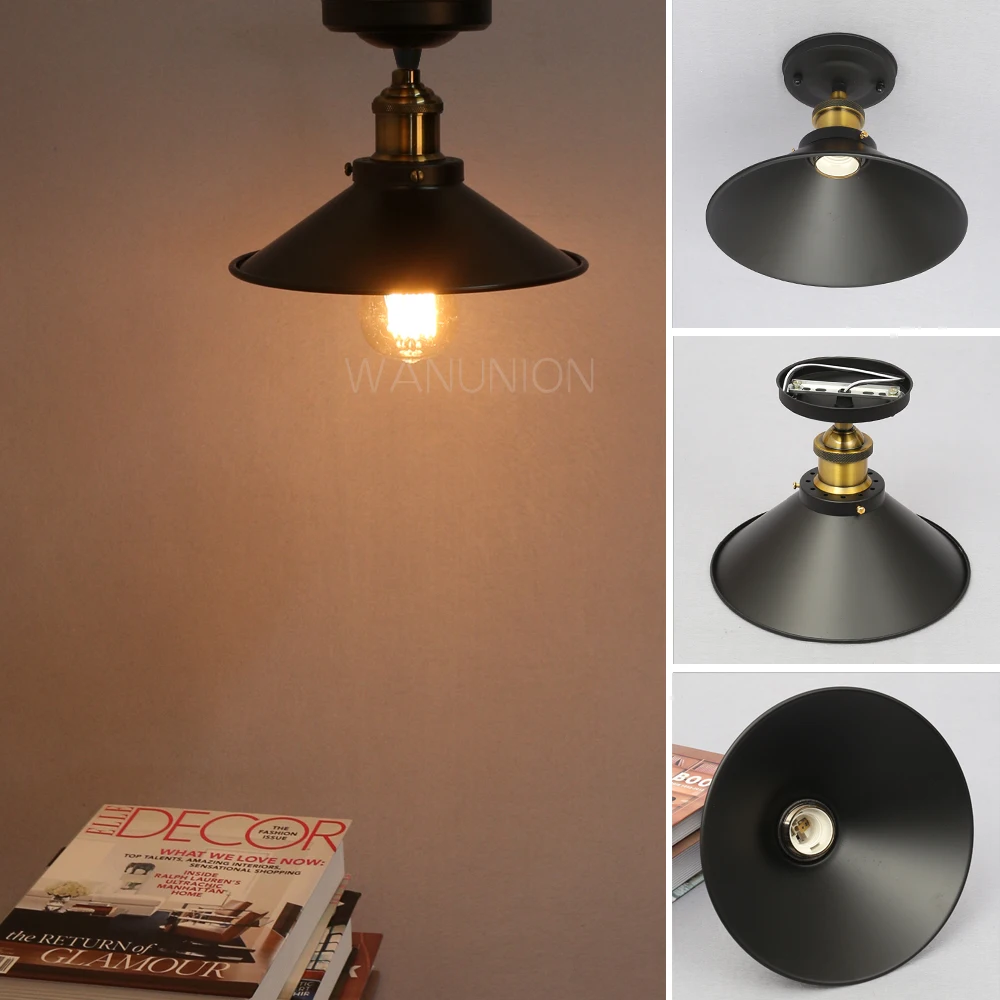 

22cm Iron Lampshade E27 Retro Vintage Edison Pendant Light Lamp Shade Industrial Loft Wall Lamp Sconce Ceiling Light Lamp Holder