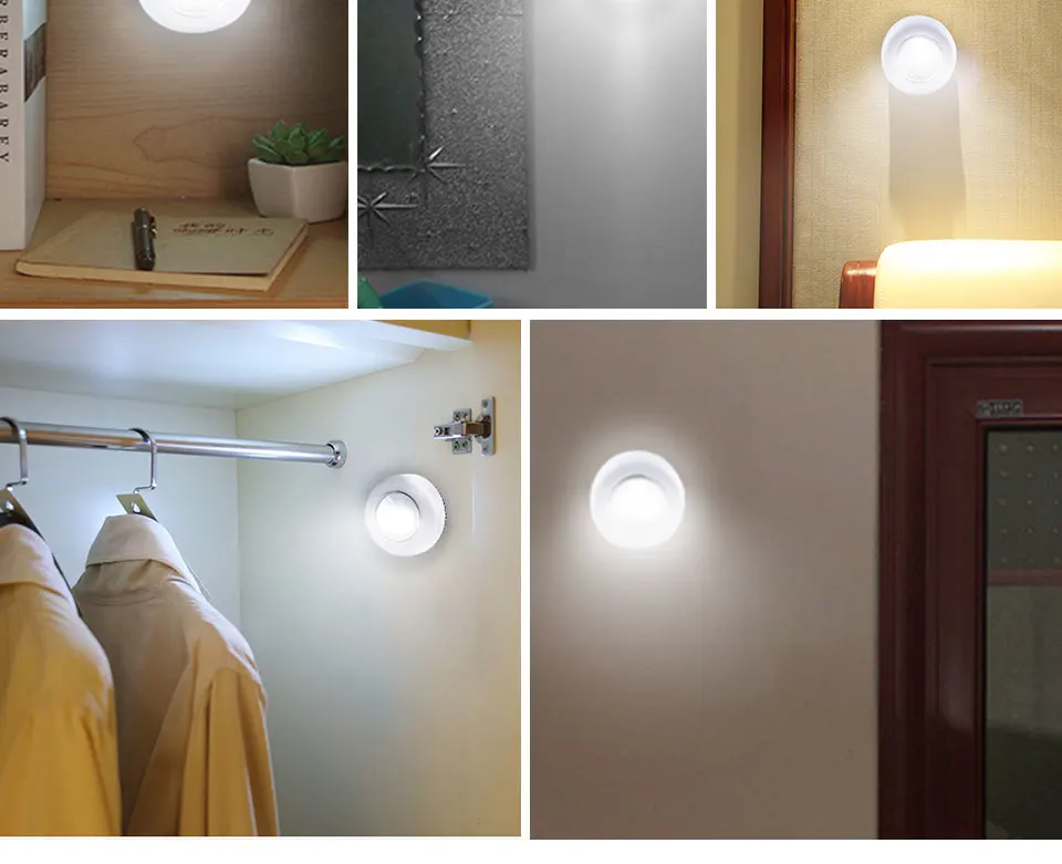 Press Switch Wireless LED Under Cabinet Light Sticker for Wardrobe Kitchen Closet Wall Stair Light Battery Powered (11)