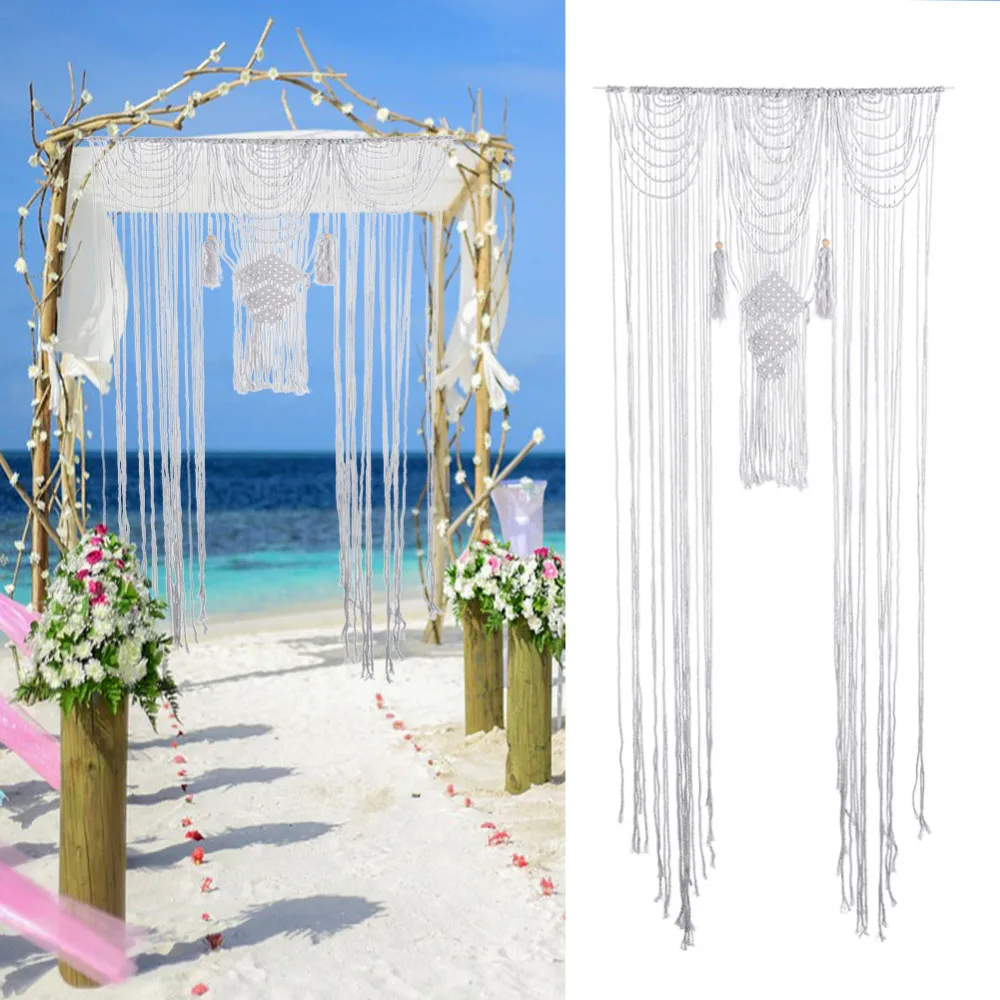 

Wall Door Hanging Ornaments Handmade Weaving Door Curtain Boho Macrame Wedding Party Backdrop Decoration Curtain