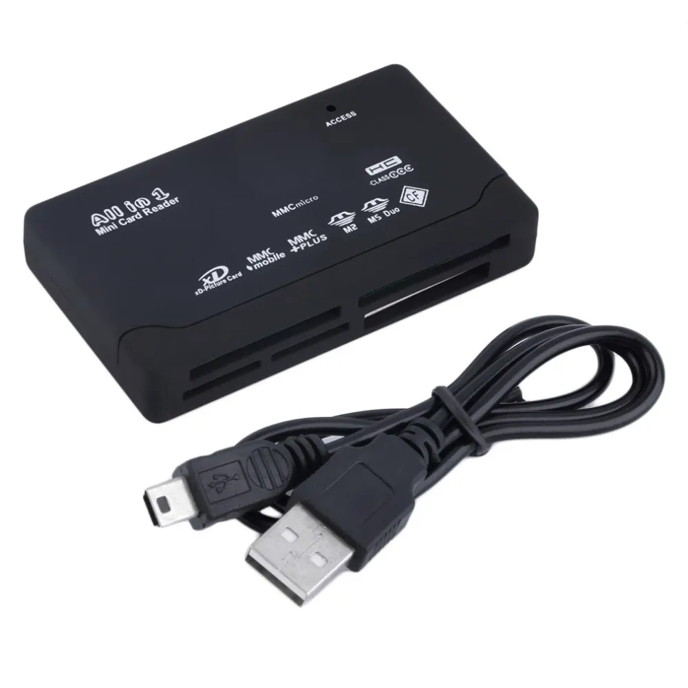 2016 Новый горячий черный Внешний USB 2,0 Multi Card Reader для XD MMC MS CF TF мини M2