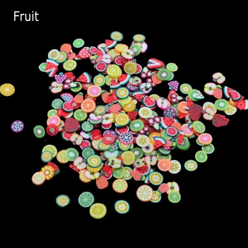 1000 шт./лот, накладки для ногтей в форме фруктовых перьев, смешанные полимерные глиняные трости, наклейки для ногтей, Гель-лак, сделай сам, украшение для ногтей - Цвет: 2-Fruit