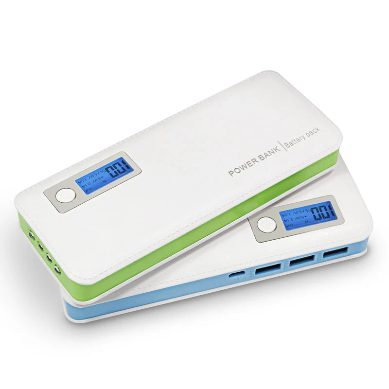12000mAh Power Bank 3 USB LCD Display Li-18650 External Battery Portable Charger for all phone