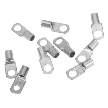 

10 pcs Electrical Wiring Connector Copper Tube 16Mm X 8Mm Lug Battery Starter Cable Welding Crimp Terminal Ring Drop shipping