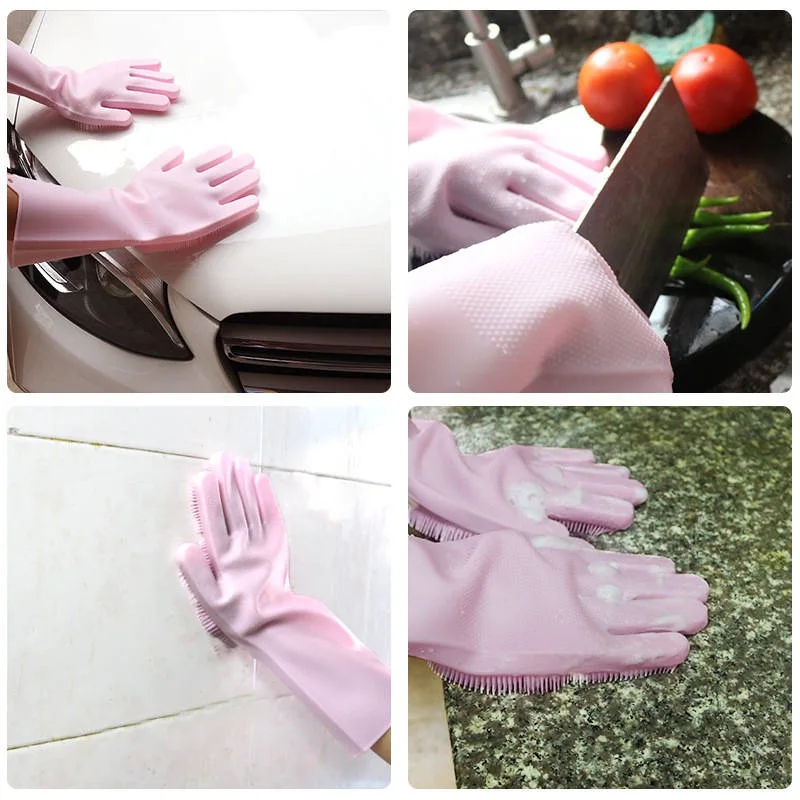 Волшебные силиконовые перчатки для мытья посуды, экологически чистые чистящие для многоцелевой кухонной кровати, ванной, по уходу за волосами, рождественские украшения