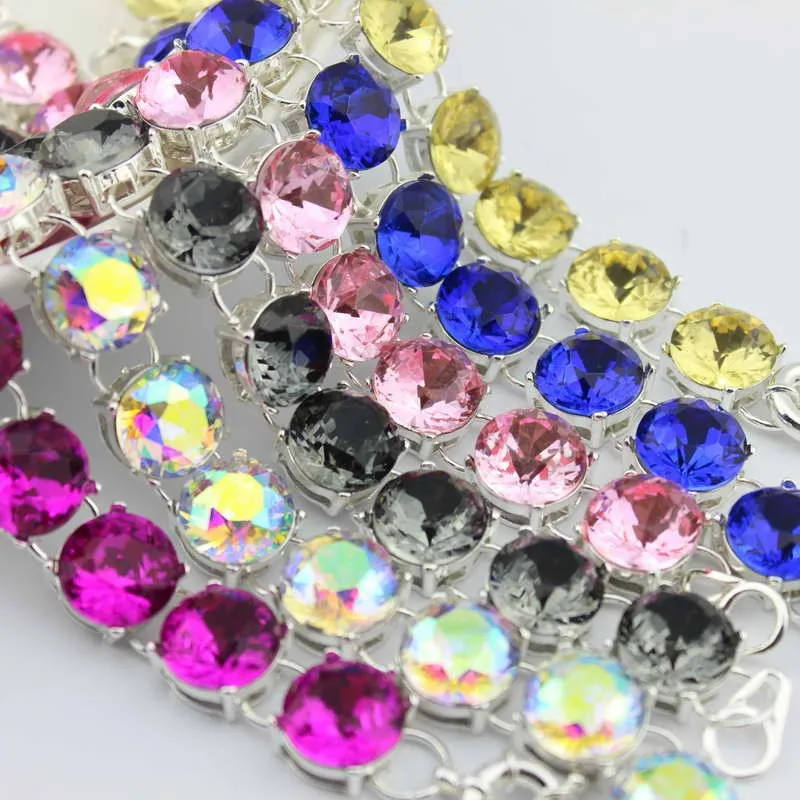 12 цветов на выбор, стеклянные хрустальные браслеты в горошек, серебряные браслеты, женские модные бутиковые Знаменитые ювелирные изделия
