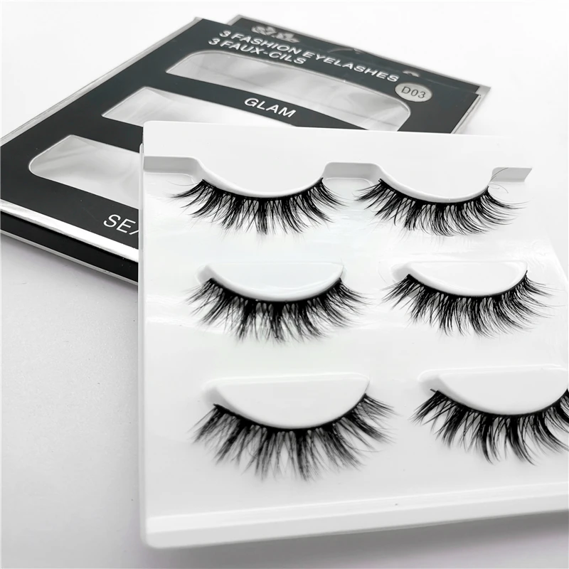 

3 Pairs Mink Eyelashes Natural Long Winged Individual Eyelashes Comfortable Soft Eyelashes Handmade Makeup False Eyelashes