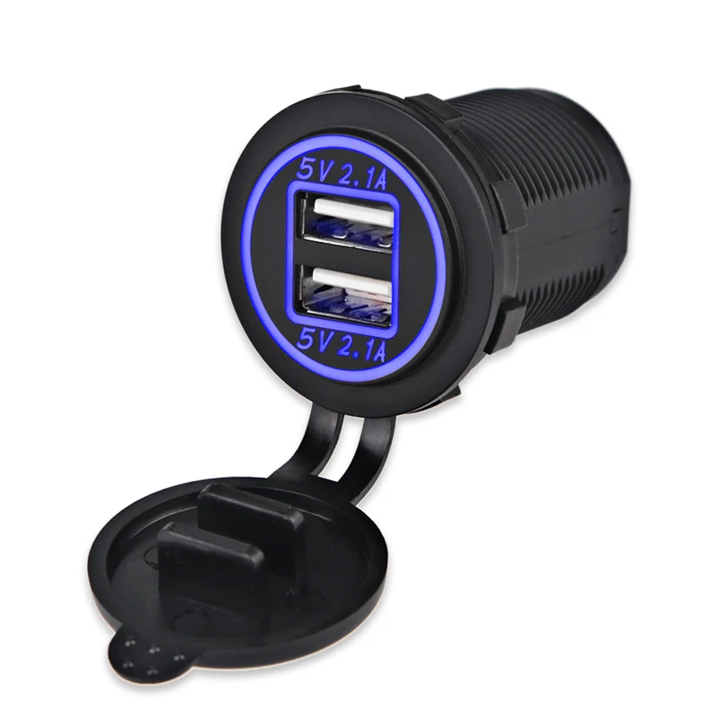 12 24V Dual USB Charger Socket Power Outlet Charge Adapter