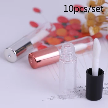 

10 PCS Plastic Lip Balm Tube Lipstick Empty Transparent PE Lip Gloss Tubes Mini Sample Cosmetic Container With Cap 3 Colors