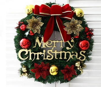 

35cm/40cm Luxury party Christmas Wreath Ornaments home Door decoration with Pinecone Bow Tie wall decoration