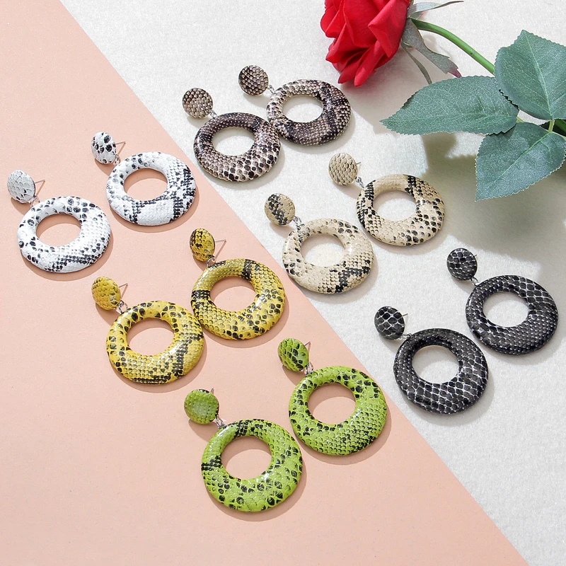

ZOSHI New Oversize Geometric Drop Earrings for Women Punk Vintage Big Statement Earrings Snake Skin Party Jewelry Oorbellen