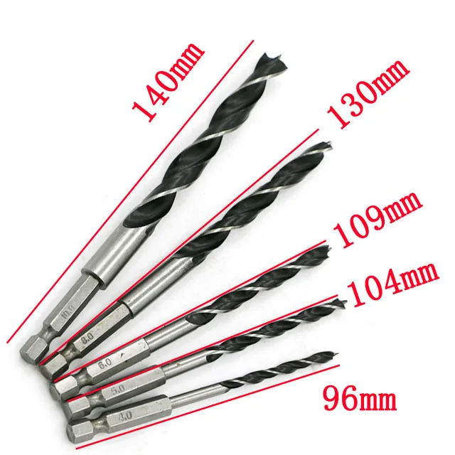 KHJK Durable 5PCS Drill Bit Set 4mm 5mm 6mm 8mm 10mm Change Metal Tools 1/4 Hex Shank Wood Rustproof Woodworking Drill Hexagonal Shank KHJK Durable 5PCS Drill Bit Set 4mm 5mm 6mm 8mm 10mm Change Metal Tools 1/4 Hex Shank Wood Rustproof Woodworking Drill Hexagonal Shank