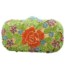 LaiSC blume handtasche bunte Rose abendtaschen Handwerk tageskupplungen hochzeit geldbörse frauen soiree pochette SC2210