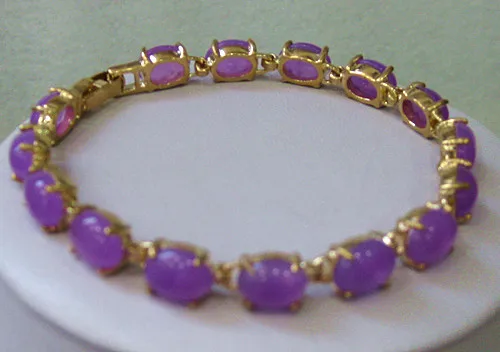 

brinco brincos 2 colors Wholesale nice 6X8mm Natural purple&black gem beads 7.5" chain Bracelet new for women jewelry