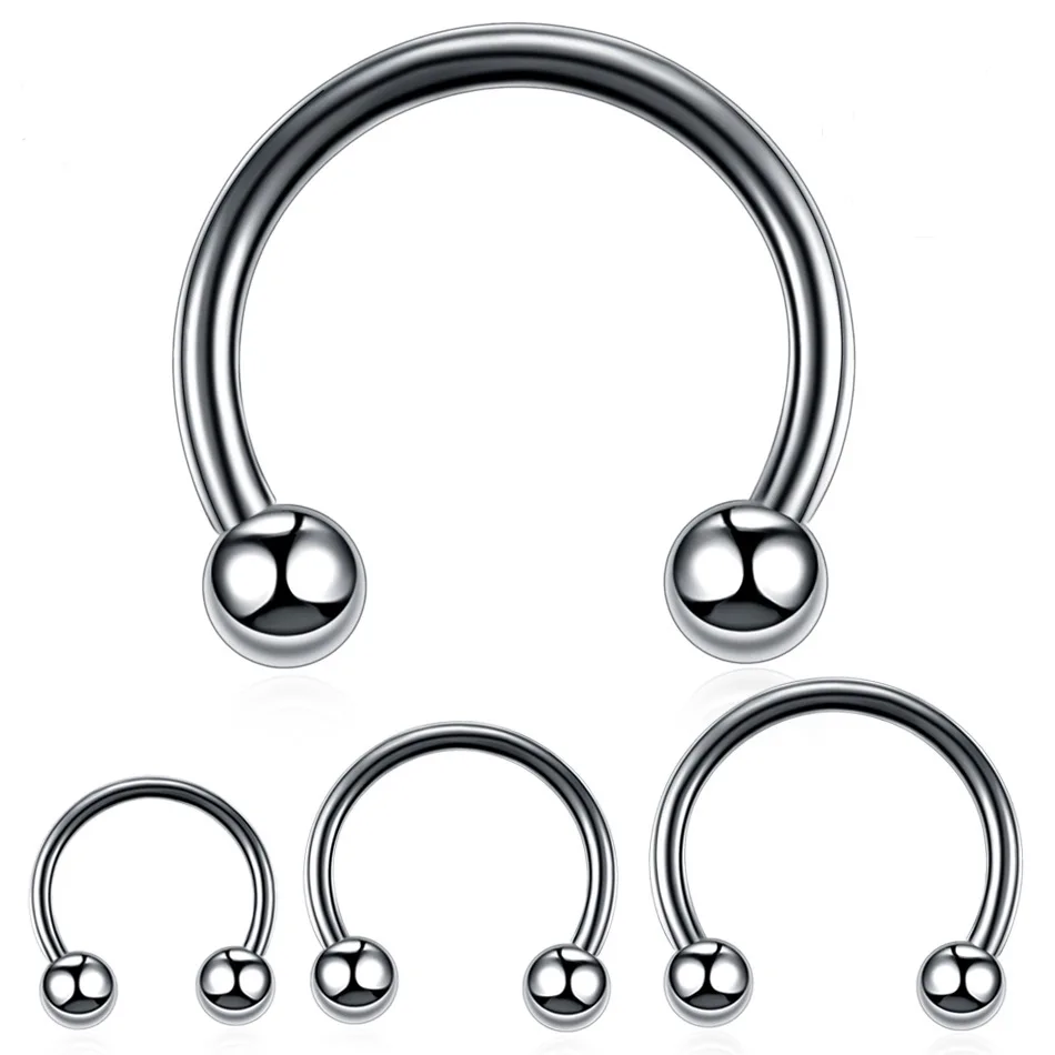 1 Pair Steel Fake Nostril Nose Septum Ring Circular Barbell Piercing ...