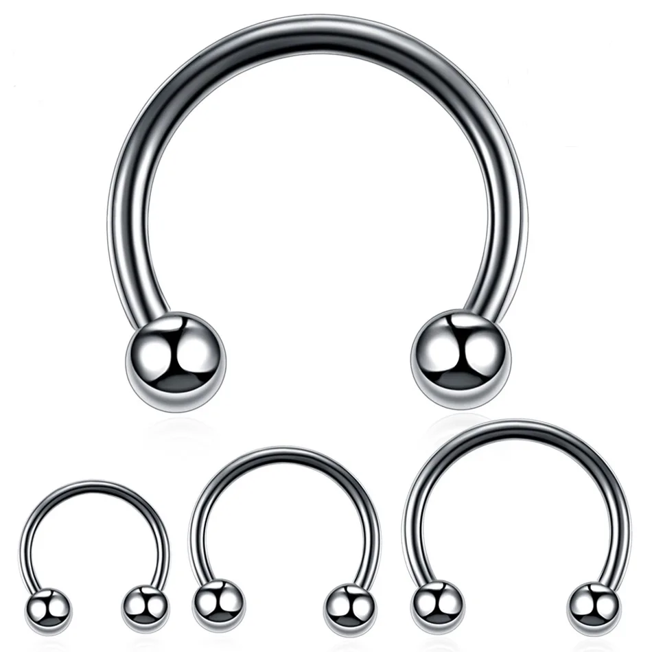 

1 Pair Steel Fake Nostril Nose Septum Ring Circular Barbell Piercing Ball Horseshoe Rings Earring Cartilage Earring Body Jewelry