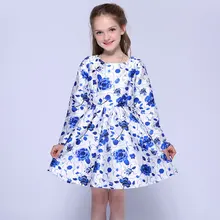 Платья для девочек в британском стиле; цвет синий, белый; осенние платья принцессы с длинными рукавами; детские школьные платья в русском стиле