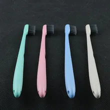 1 шт Мягкие Зубная щётка здоровый пшеничной мягкого бамбукового древесного угля Зубная щётка для чистки щетка с древесным углем щетки с дорожная сумка для хранения Чехол