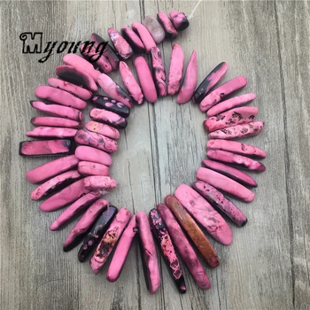 

Polished Pink Agates Spike Beads,Full Strand Agat Stick Top Drilled Beads For DIY Jewelry MY1793