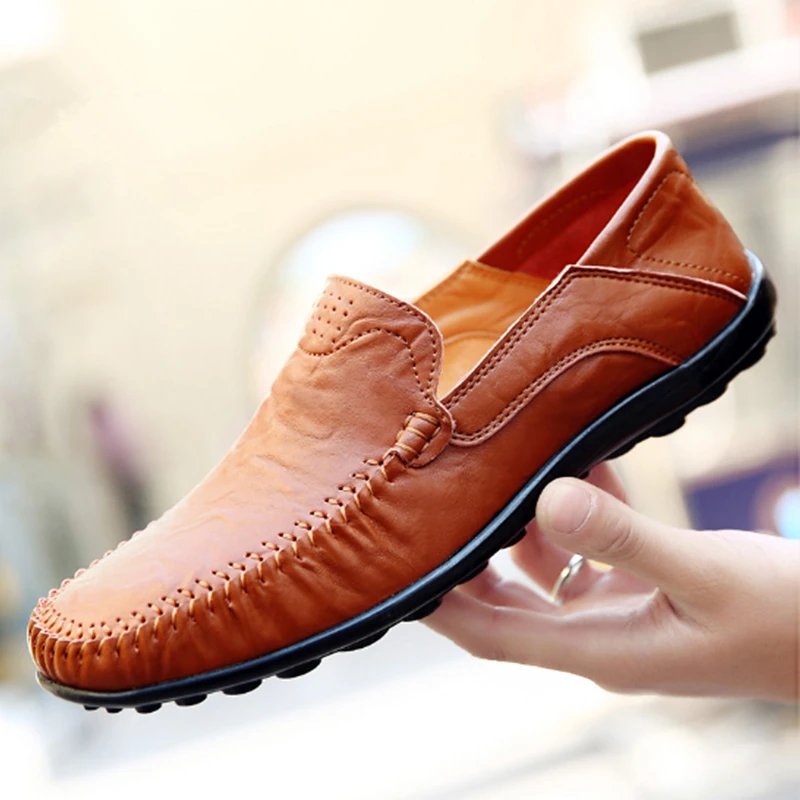 

LAISUMK Casual Shoes Leather High Quality Men Shoes Comfortable Wild Big Size Summer Zapatos Hombre