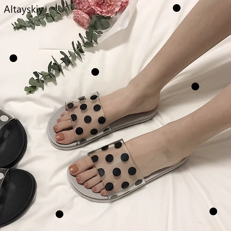 

Summer Slippers Women Polka Dot Flip Flops Simple Outdoor Slipper Beach Womens Korean Cute Chic Leisure Trendy Females Shoes